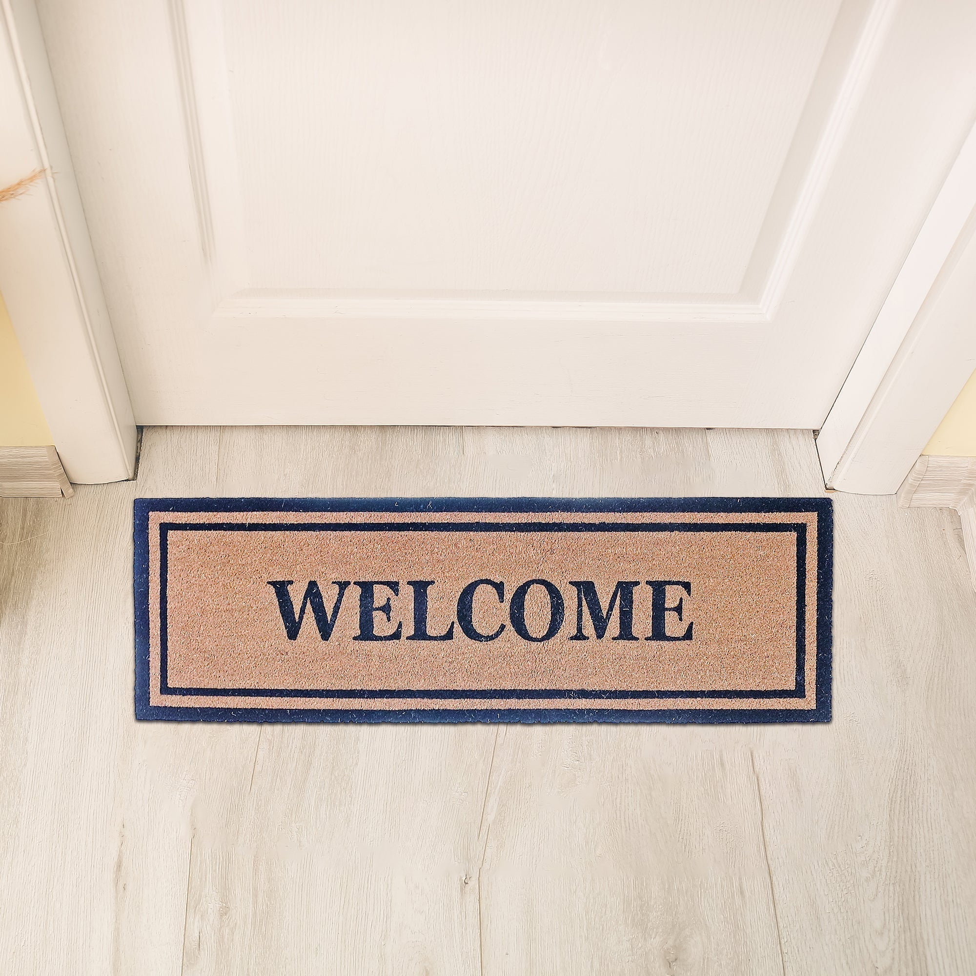 Coir Door Mat "Welcome" 16x48 Inch, Natural Fiber Doormat, Entryway Mat