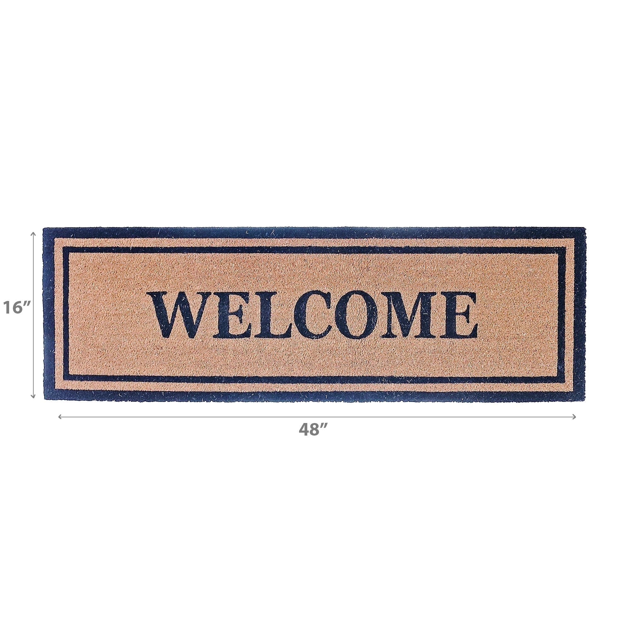 Coir Door Mat "Welcome" 16x48 Inch, Natural Fiber Doormat, Entryway Mat