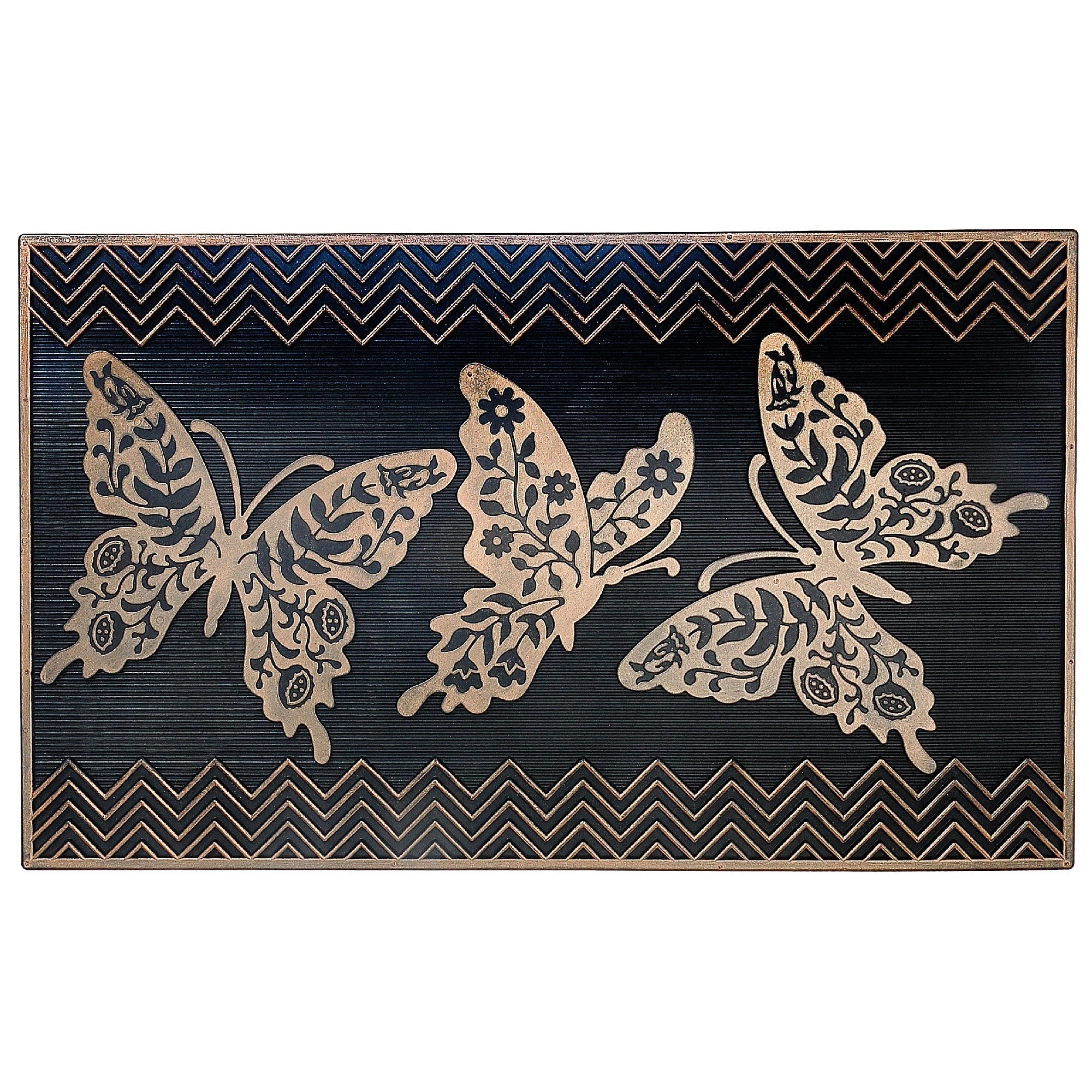Rubber Mat Butterfly, Butterfly Rubber Door Mat, Non Slip Entryway Rug, Garden Themed Outdoor Mat, Decorative Porch Rug