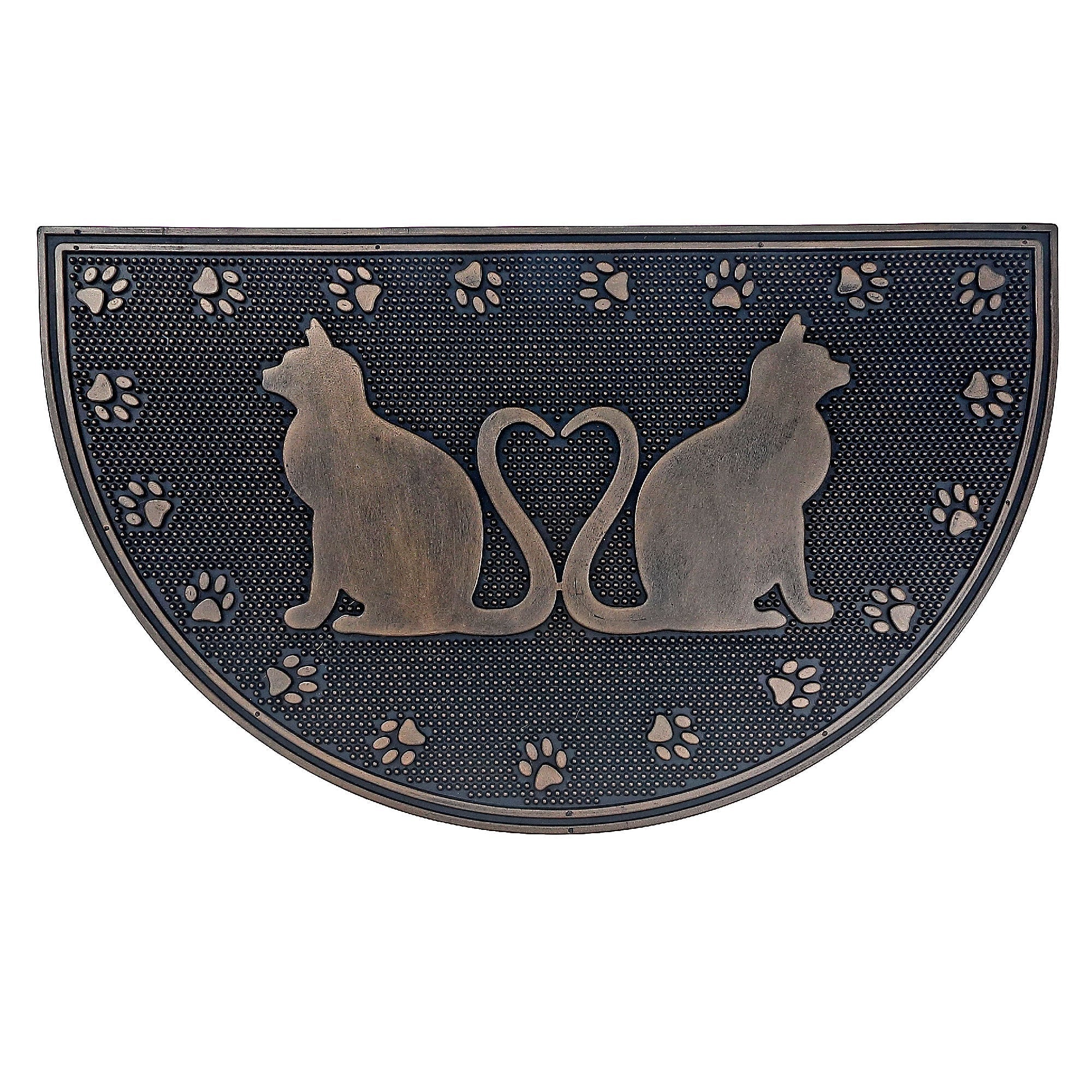 Rubber Mat Halfmoon Lover Cats 18 X 30 Inch, Pet Lovers Welcome Mat, Indoor Outdoor Mat