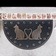 Rubber Mat Halfmoon Lover Cats 18 X 30 Inch, Pet Lovers Welcome Mat, Indoor Outdoor Mat