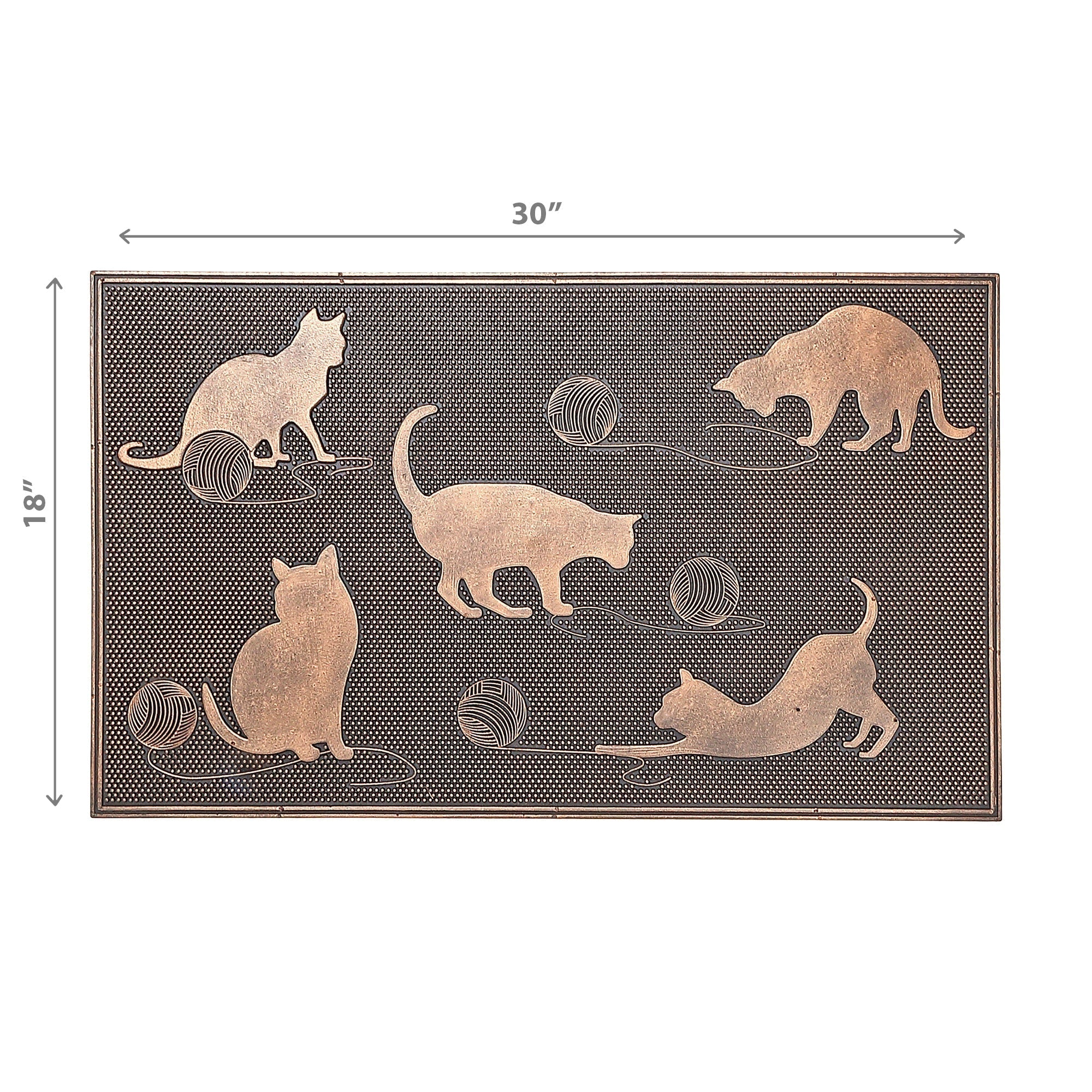 Rubber Floor Mat Cats Playing With Ball Of Yarn, Indoor/Outdoor Pet Mat, Entryway Rug