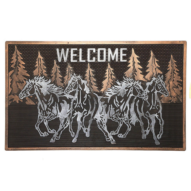 Rubber Door Mat Running Horses Design Indoor Outdoor