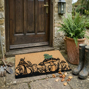 Coir Mat with Rubber Accent, Mushrooms & Frog Design