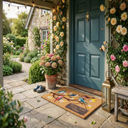 Coir Mat with Rubber Accent, Birds & "Home Sweet Home"