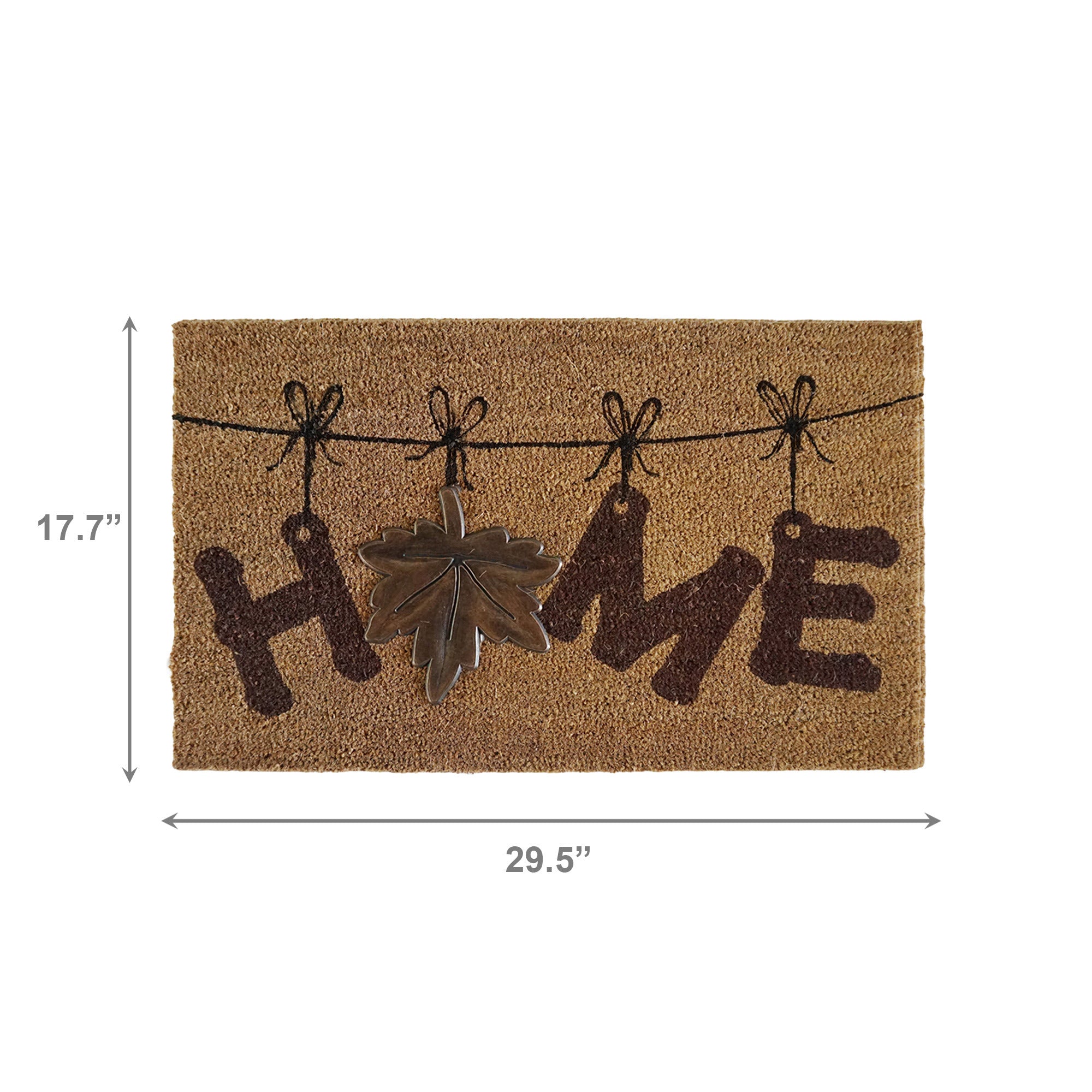 Coir Mat with Rubber Accent, "Home" with Maple Leaf
