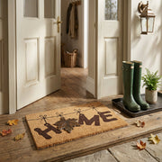 Coir Mat with Rubber Accent, "Home" with Maple Leaf