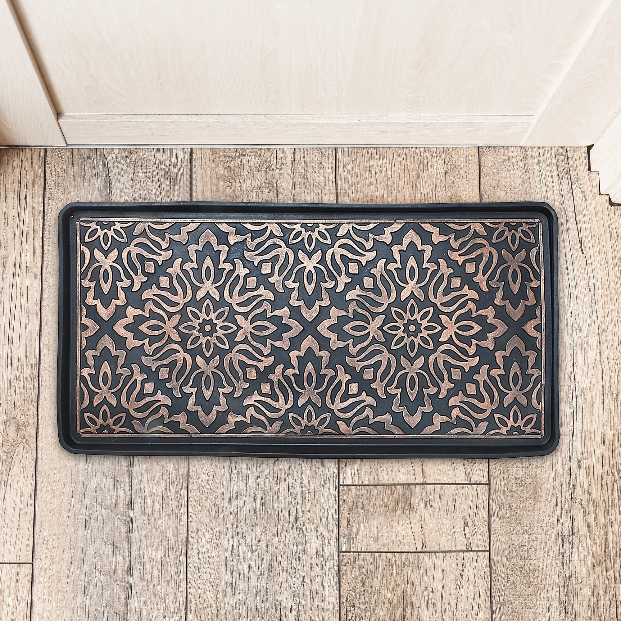 Rubber Boot Tray Floral Pattern, Entryway Mat, Heavy Duty Boot Tray