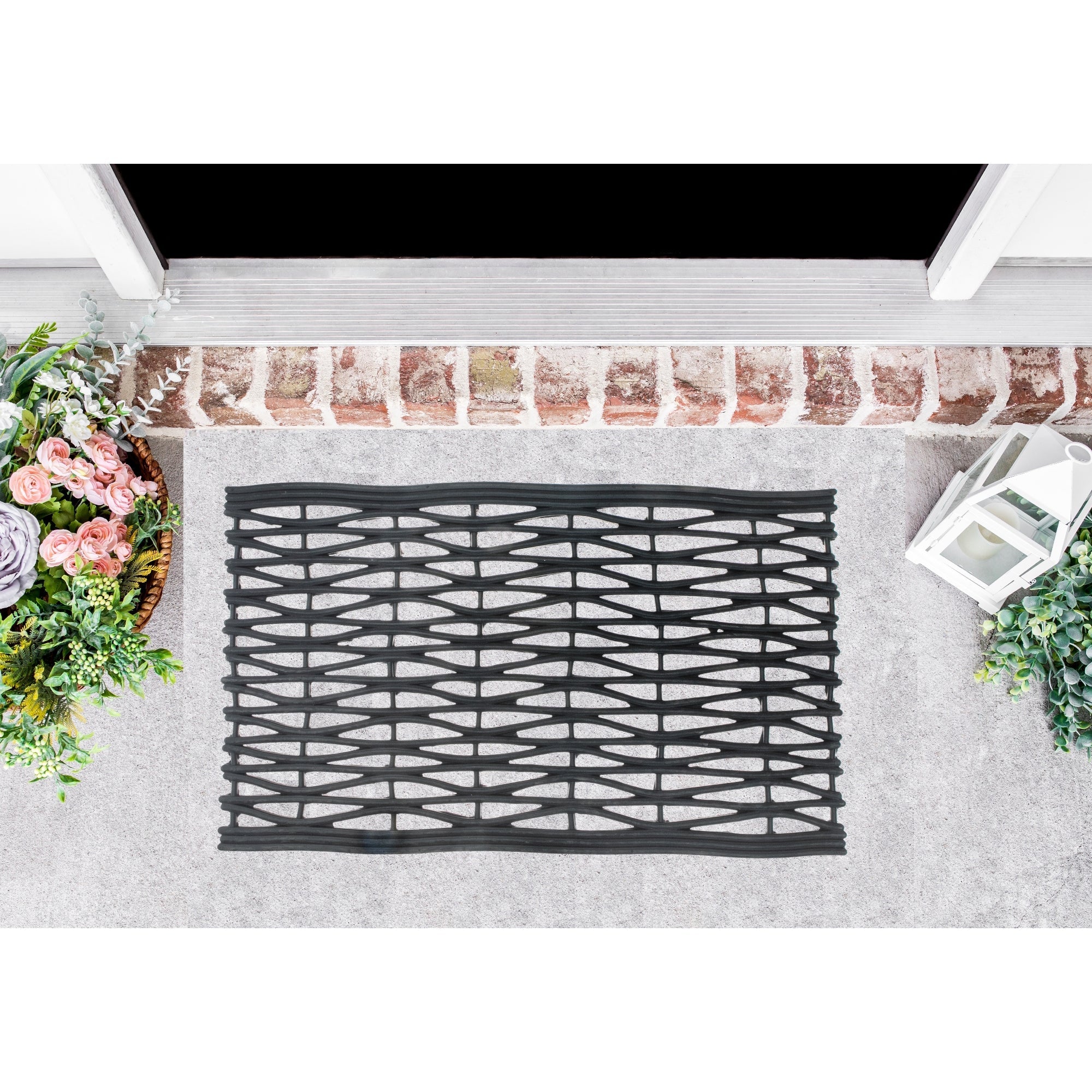 Rubber Basket Weave Floor Mat, Entryway Mat, Heavy Duty Home Floor Protector