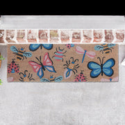 Coir Door Mat Butterflies And Bugs 10 X 30 Inch, Outdoor Welcome Mat, Front Porch Decor