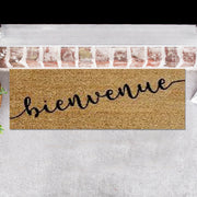 Coir Door Mat Bienvenue 10 X 30 Inch, Outdoor Welcome Mat, Front Porch Decor