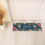 Coir Door Mat Floral Hello 10"x30" – Natural Fiber Welcome Mat, Indoor/Outdoor Use