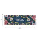Coir Door Mat Floral Hello 10"X30"
