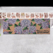 Coir Door Mat Hydrangea Welcome 10 X 30 Inch, Front Porch Outdoor Mat, Welcome Mat