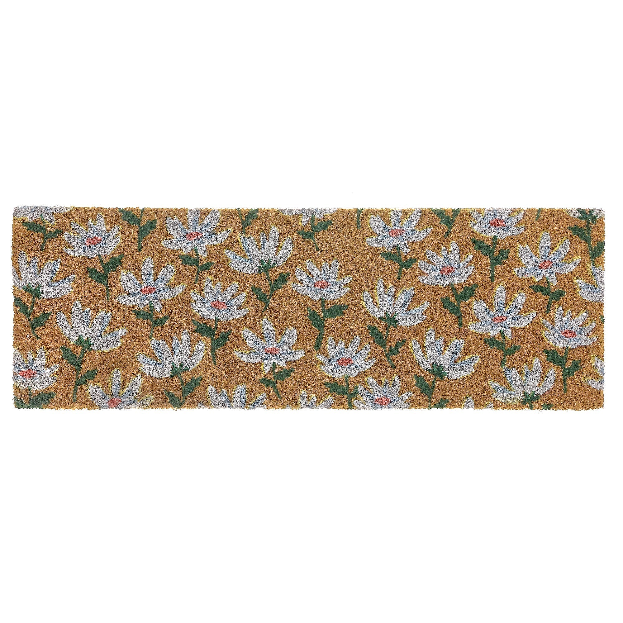 Coir Door Mat Shasta Daisy 10 X 30 Inch, Front Porch Welcome Mat, Outdoor Home Decor