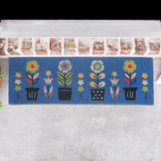 Coir Door Mat Triple Florals 10 X 30 Inch, Outdoor Welcome Mat, Front Porch Decor