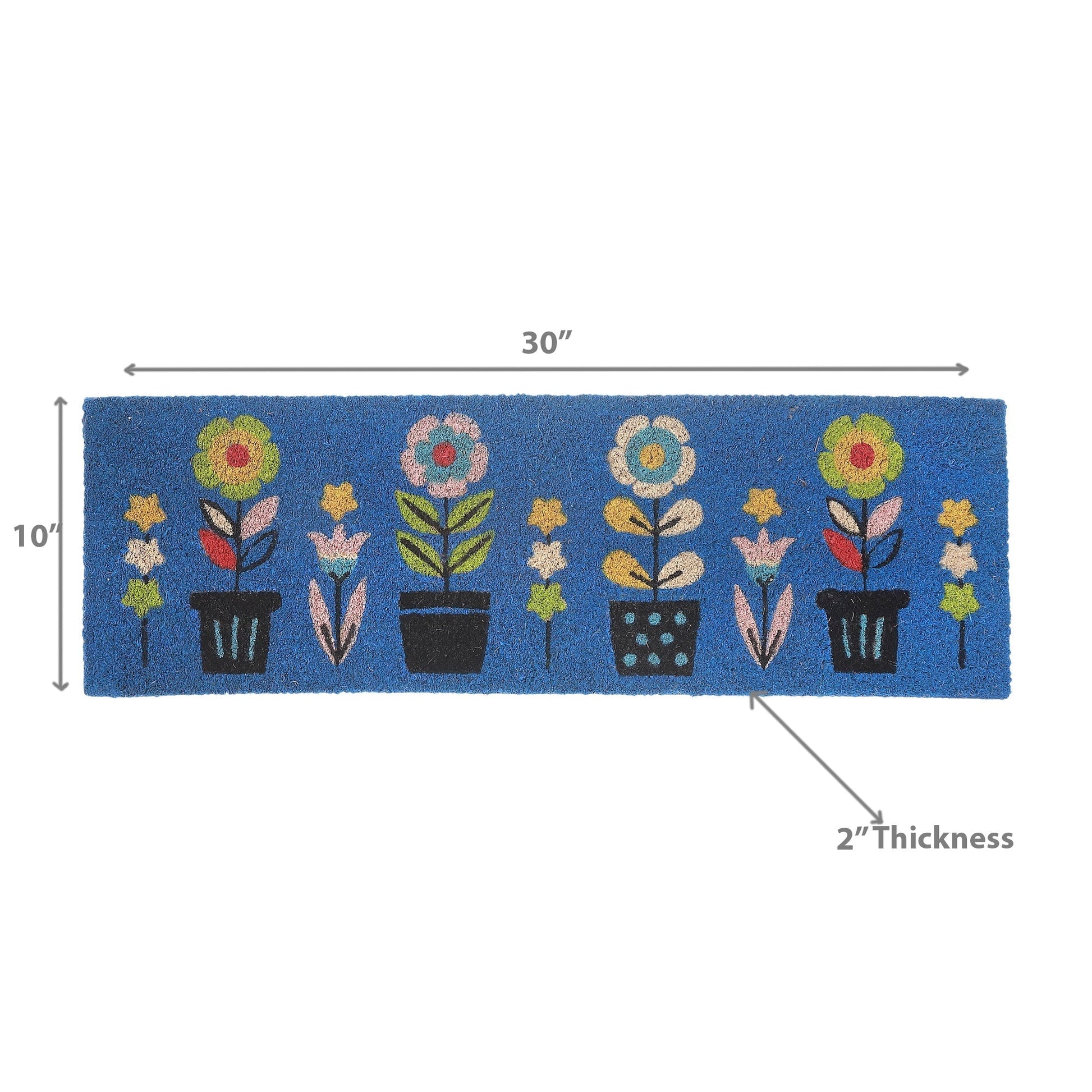 Coir Door Mat Triple Florals 10 X 30