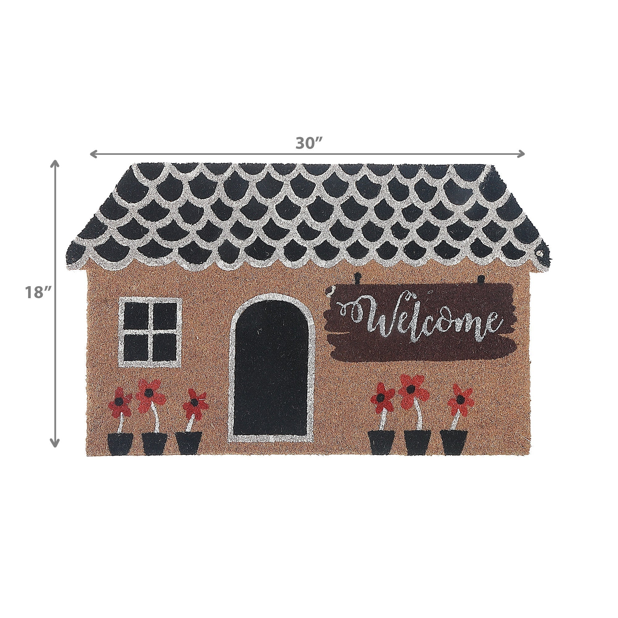 House Shape Coir Door Mat Welcome, House Shaped Welcome Mat, Natural Coir Entryway Rug, Front Porch Decorative Doormat, Durable Outdoor Mat