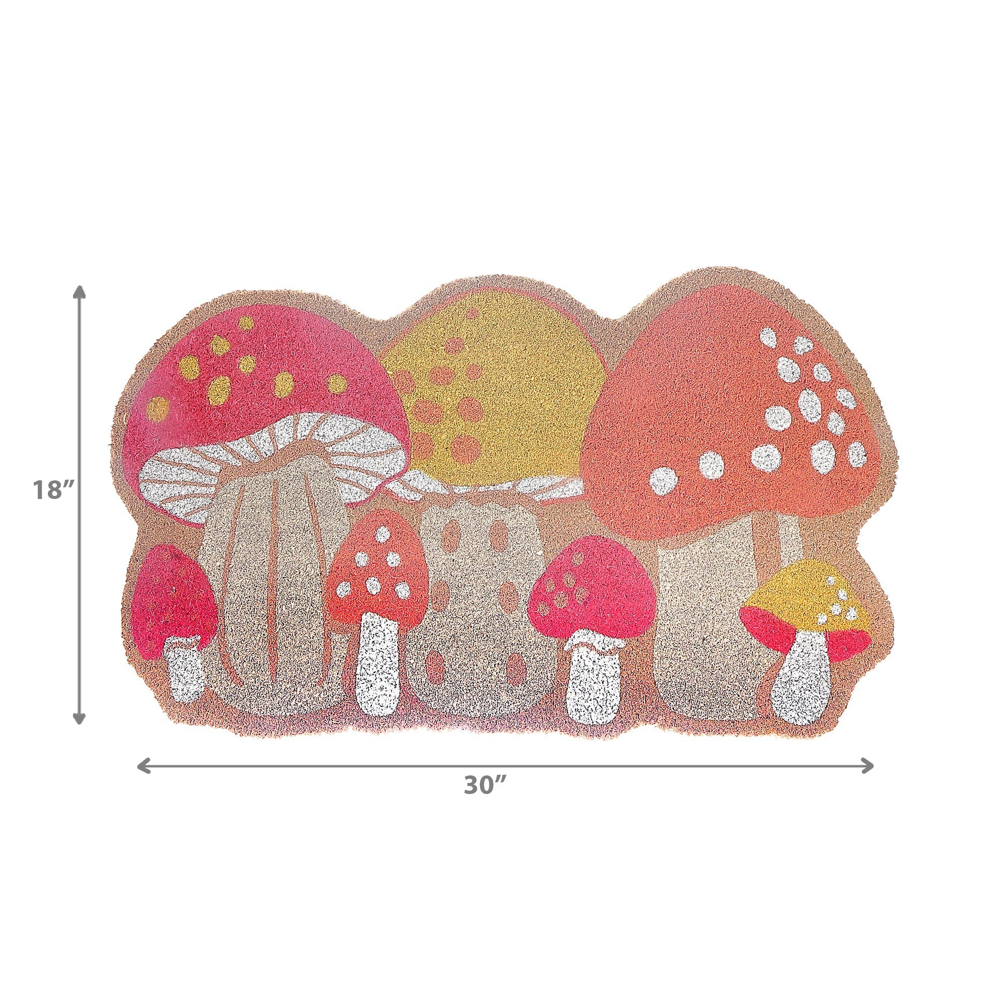 Mushroom Shape Coir Door Mat, Mushroom Shaped Welcome Mat, Whimsical Coir Entry Rug, Cottage Style Front Door Mat, Natural Fiber Doormat