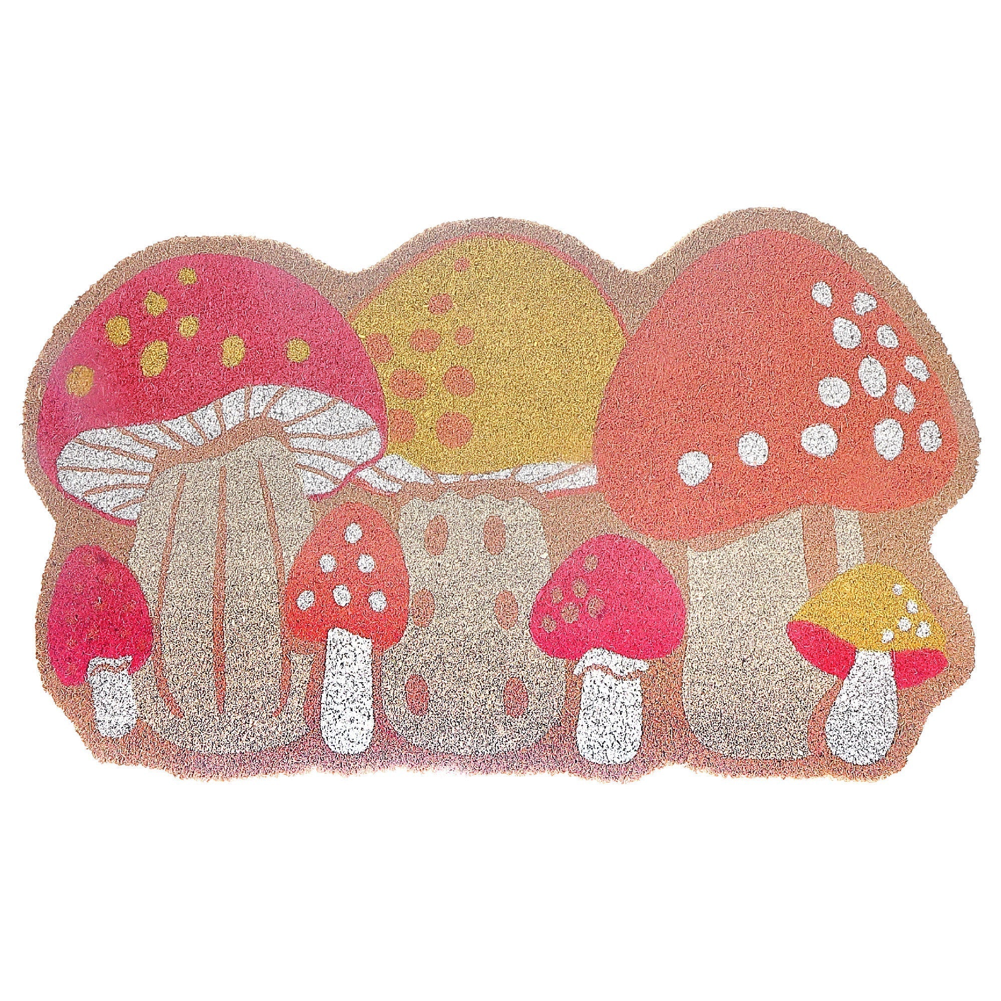 Mushroom Shape Coir Door Mat, Mushroom Shaped Welcome Mat, Whimsical Coir Entry Rug, Cottage Style Front Door Mat, Natural Fiber Doormat