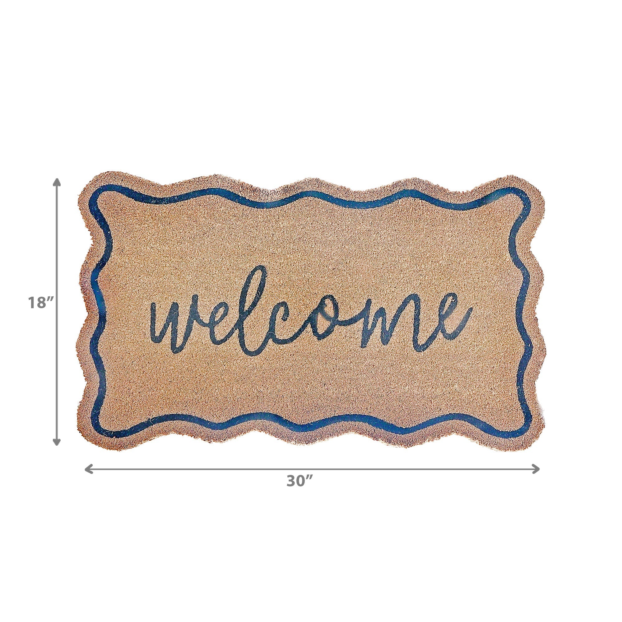 Scallop Shape Coir Door Mat Welcome, Scalloped Welcome Door Mat, Natural Coir Entry Rug, Decorative Front Porch Mat, Durable Outdoor Doormat