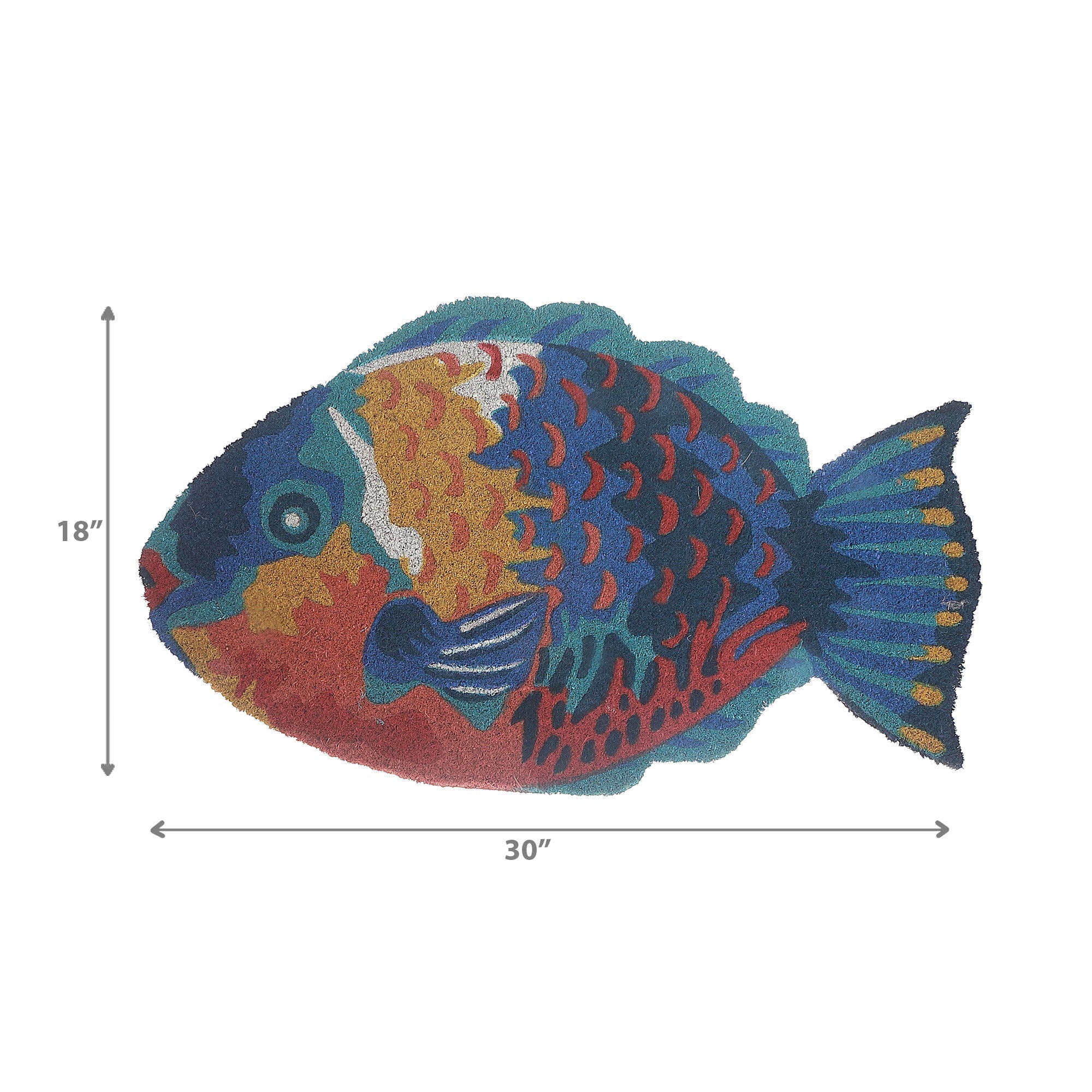 Tropical Fish Shape Coir Door Mat, Tropical Fish Welcome Mat, Natural Coir Entryway Rug, Beach House Front Door Mat, Coastal Outdoor Doormat