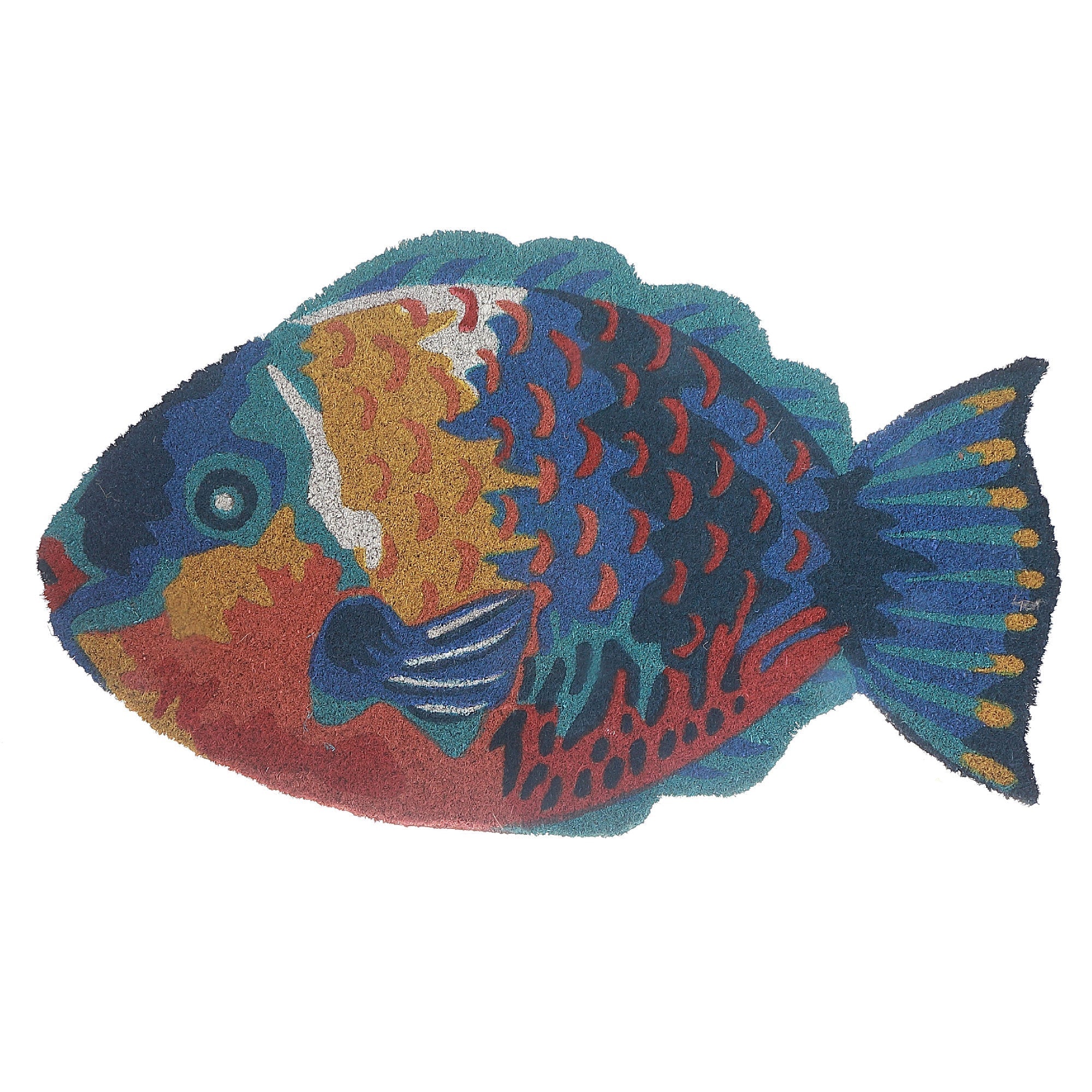 Tropical Fish Shape Coir Door Mat, Tropical Fish Welcome Mat, Natural Coir Entryway Rug, Beach House Front Door Mat, Coastal Outdoor Doormat