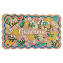 Scallop Shape Flowers Coir Door Mat Bienvenue