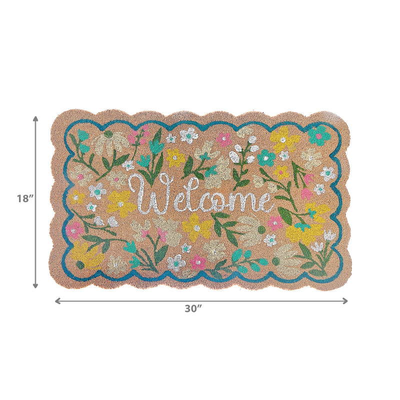 Scallop Shape Flowers Coir Door Mat Wlecome