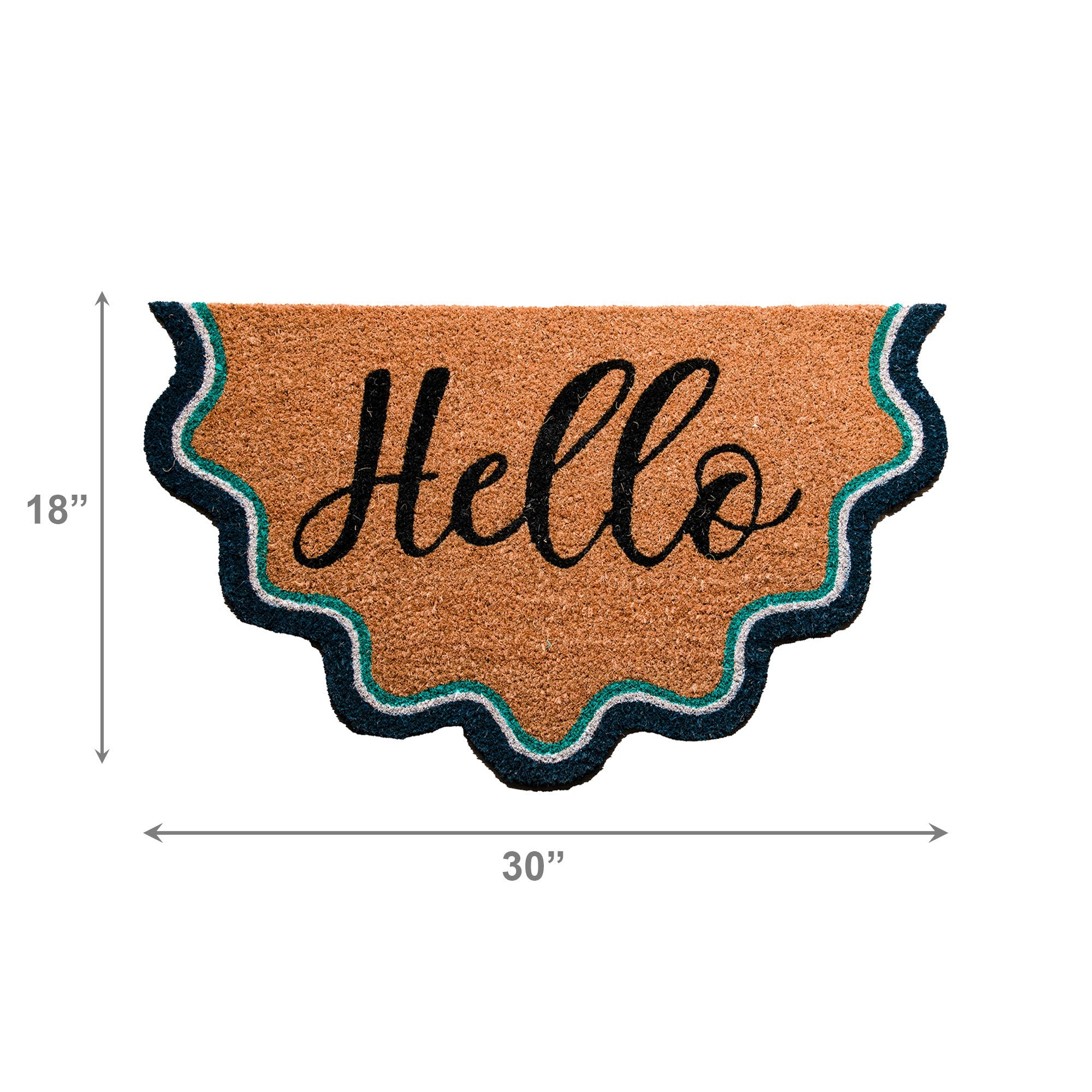 Wavy Shape Coir Door Mat "Hello"