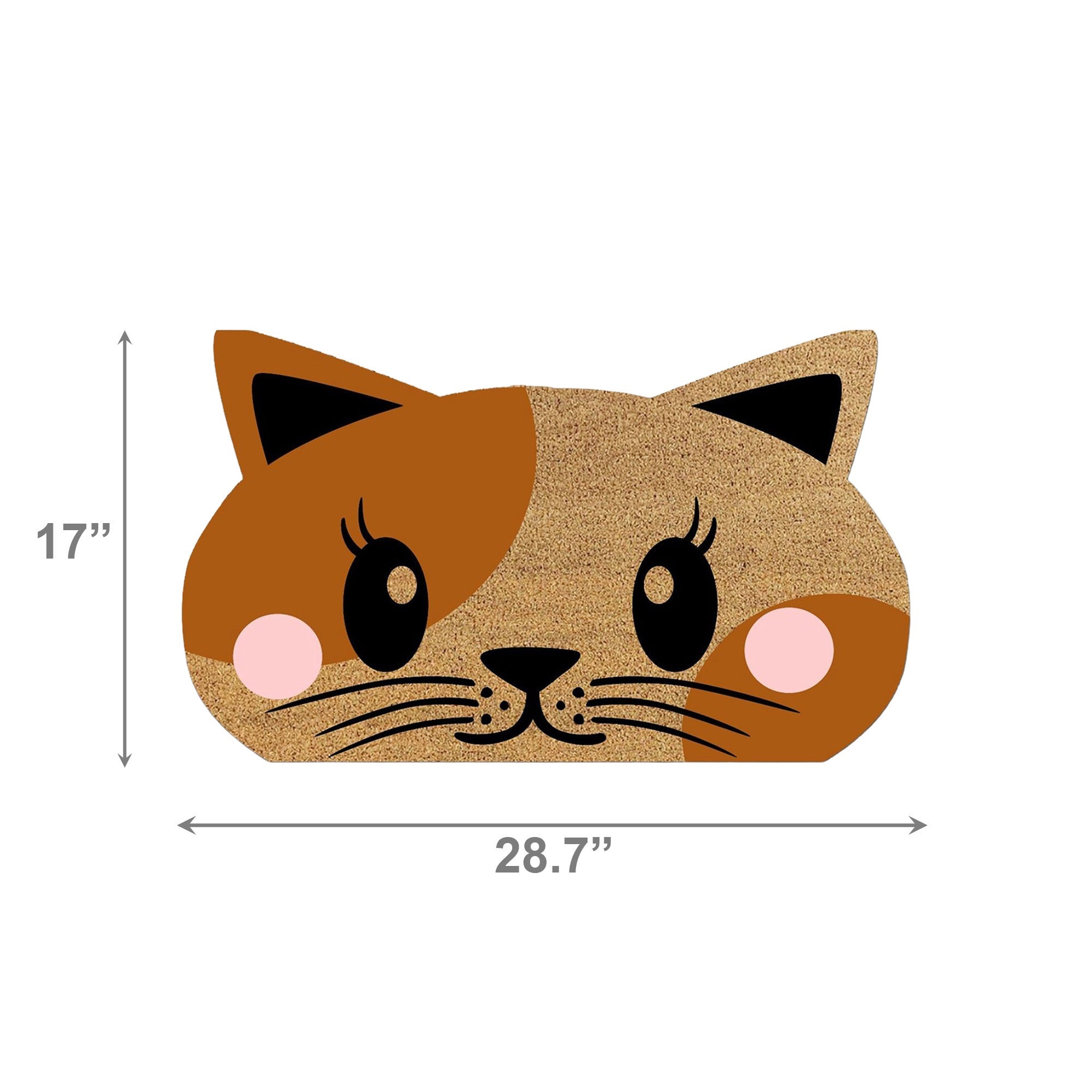 Shape Coir Door Mat with Blushing Cat Design