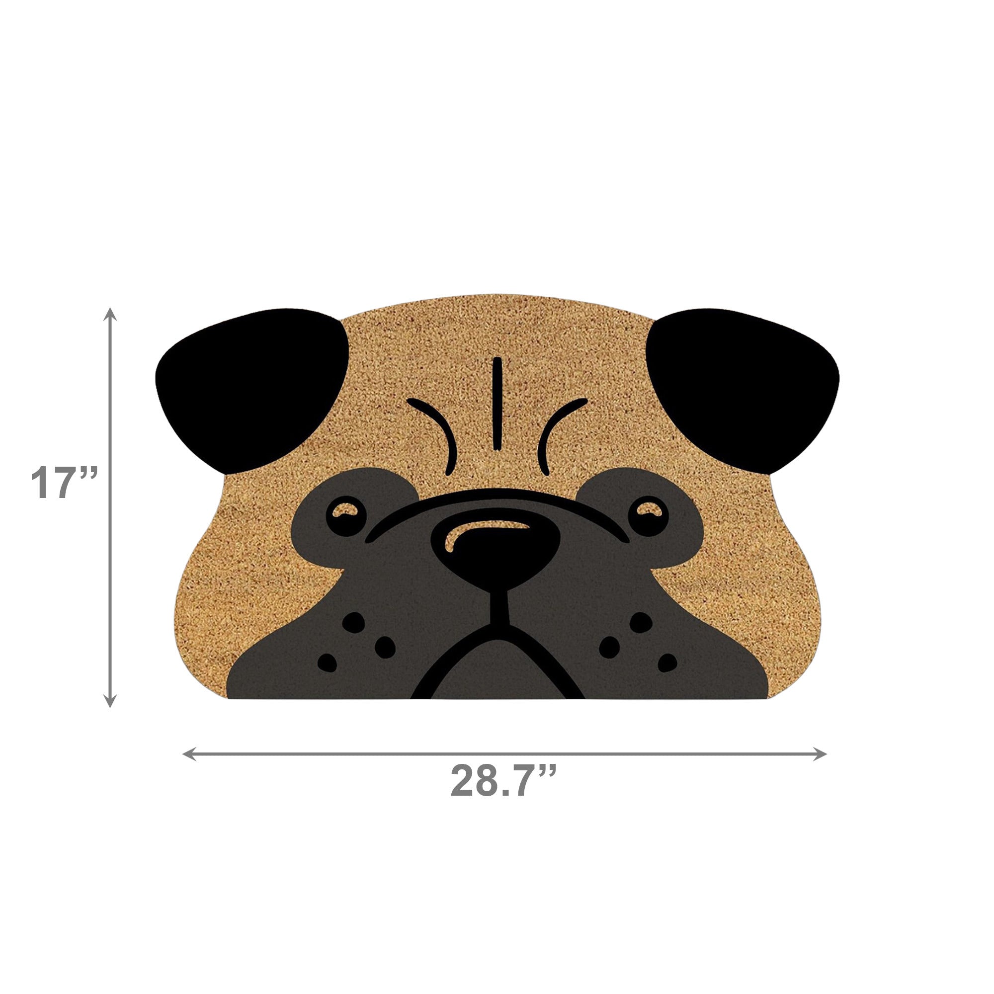 Shape Coir Door Mat with Pug Dog Design