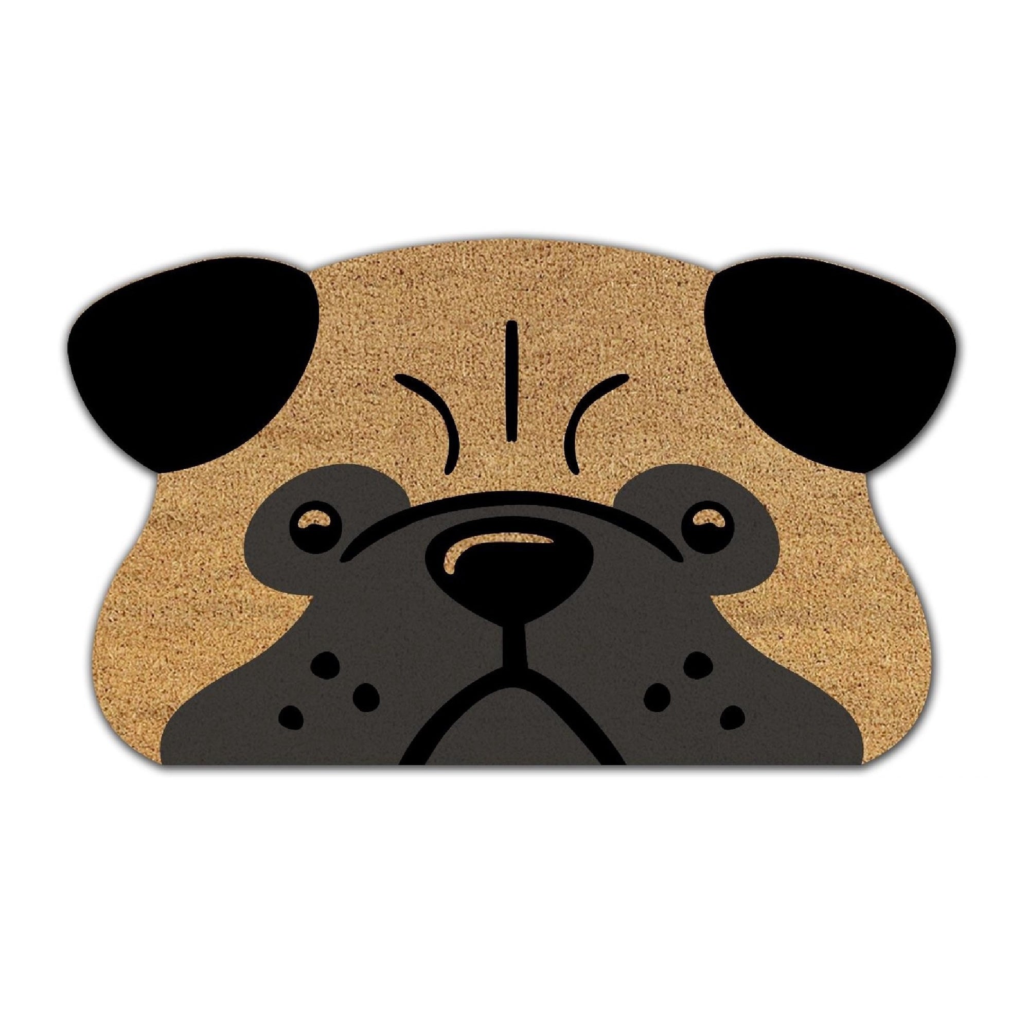 Shape Coir Door Mat with Pug Dog Design