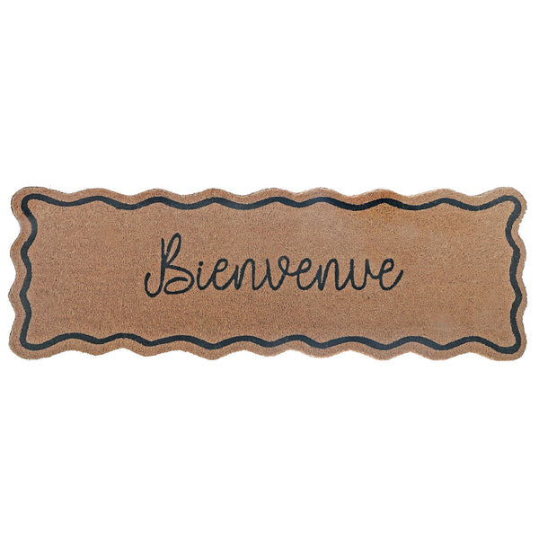Scallop Shape Coir Door Mat Bienvenue 16"X48"