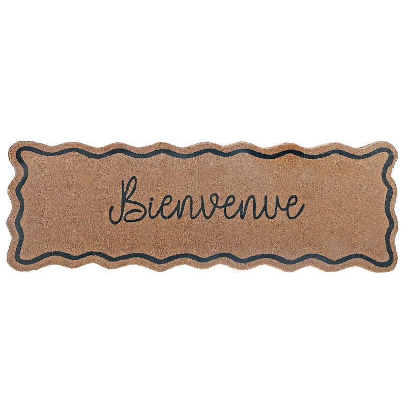 Scallop Shape Coir Door Mat Bienvenue 16"X48"