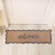 Scallop Shape Coir Door Mat Welcome 16 x 48, Natural Coconut Fiber Entry Mat, Outdoor Front Door Decor