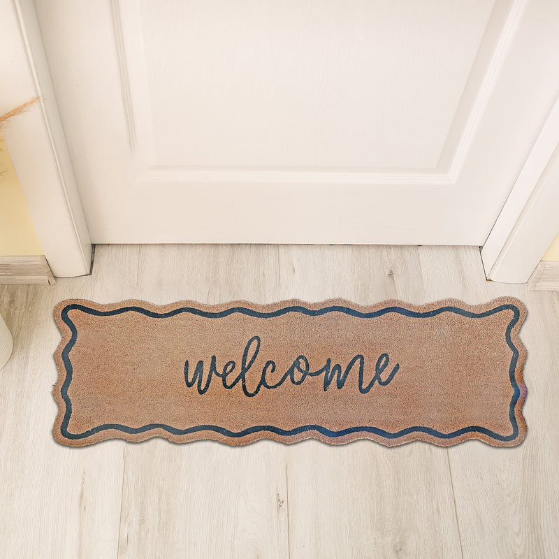 Scallop Shape Coir Door Mat Welcome 16"X48"