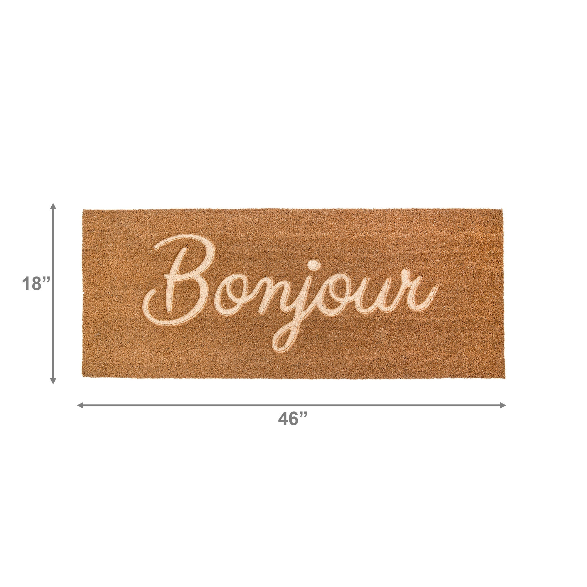 Embossed Coir Door Mat "Bonjour" 18" x 46"