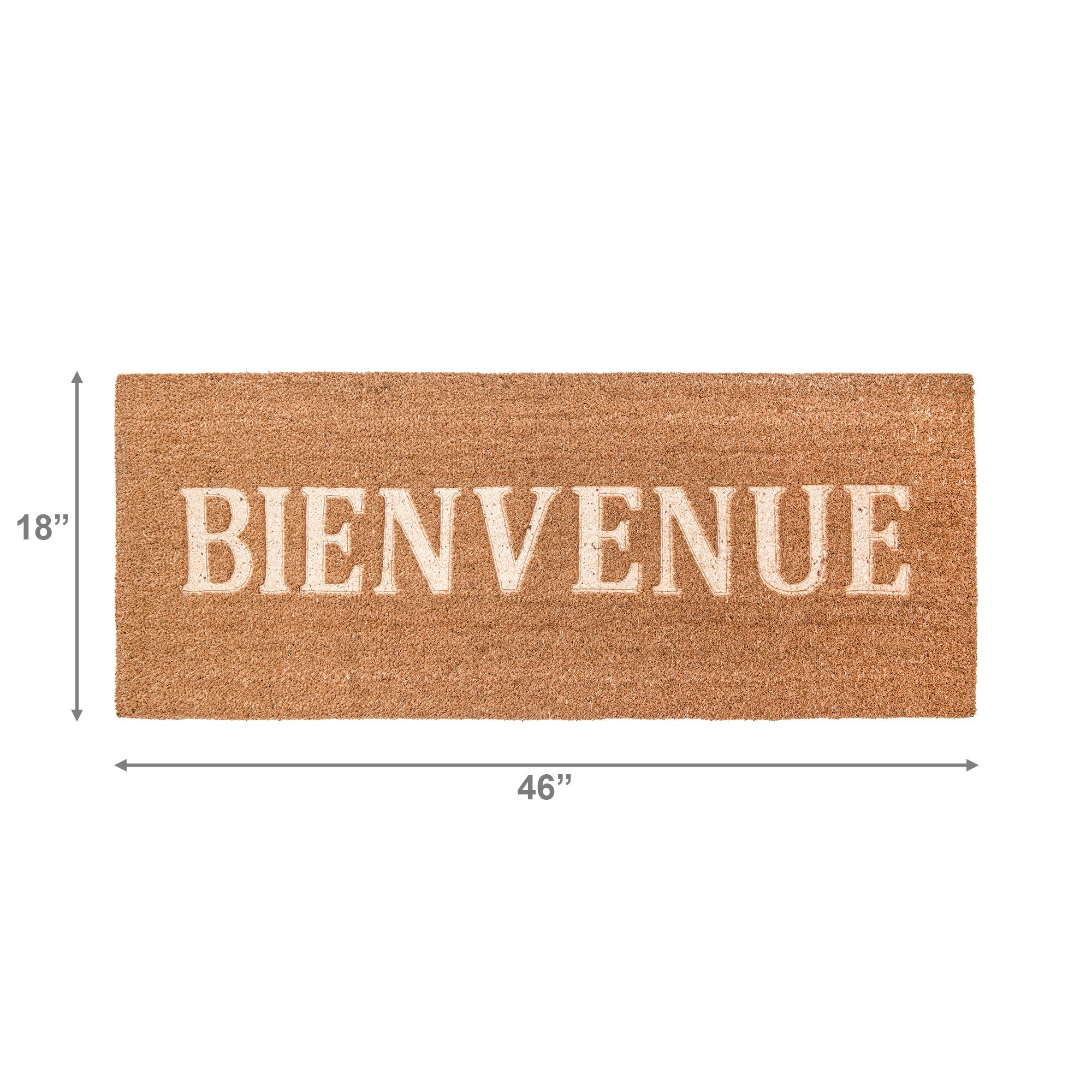 Embossed Coir Door Mat "Bienvenue" 18" x 46"