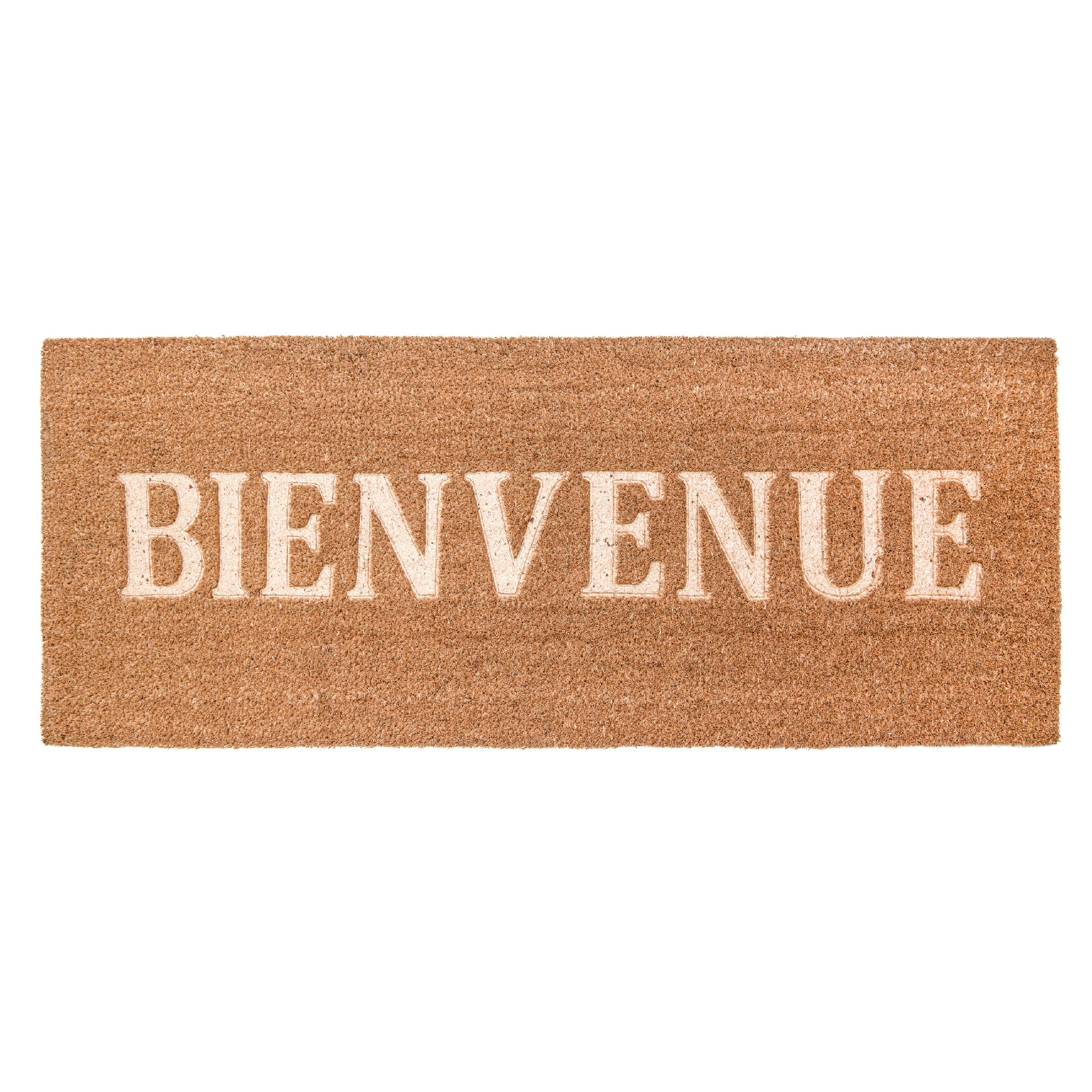 Embossed Coir Door Mat "Bienvenue" 18" x 46"