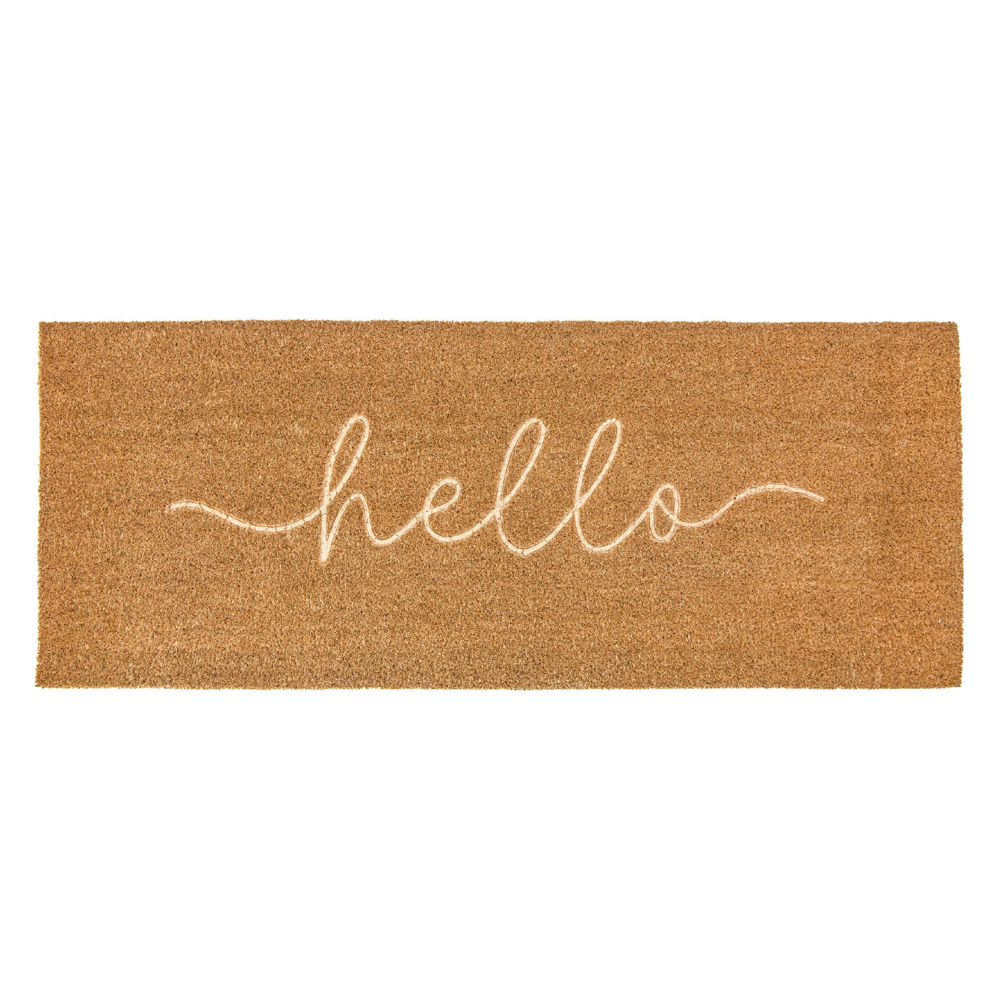 Embossed Coir Door Mat "Hello" 18" x 46"