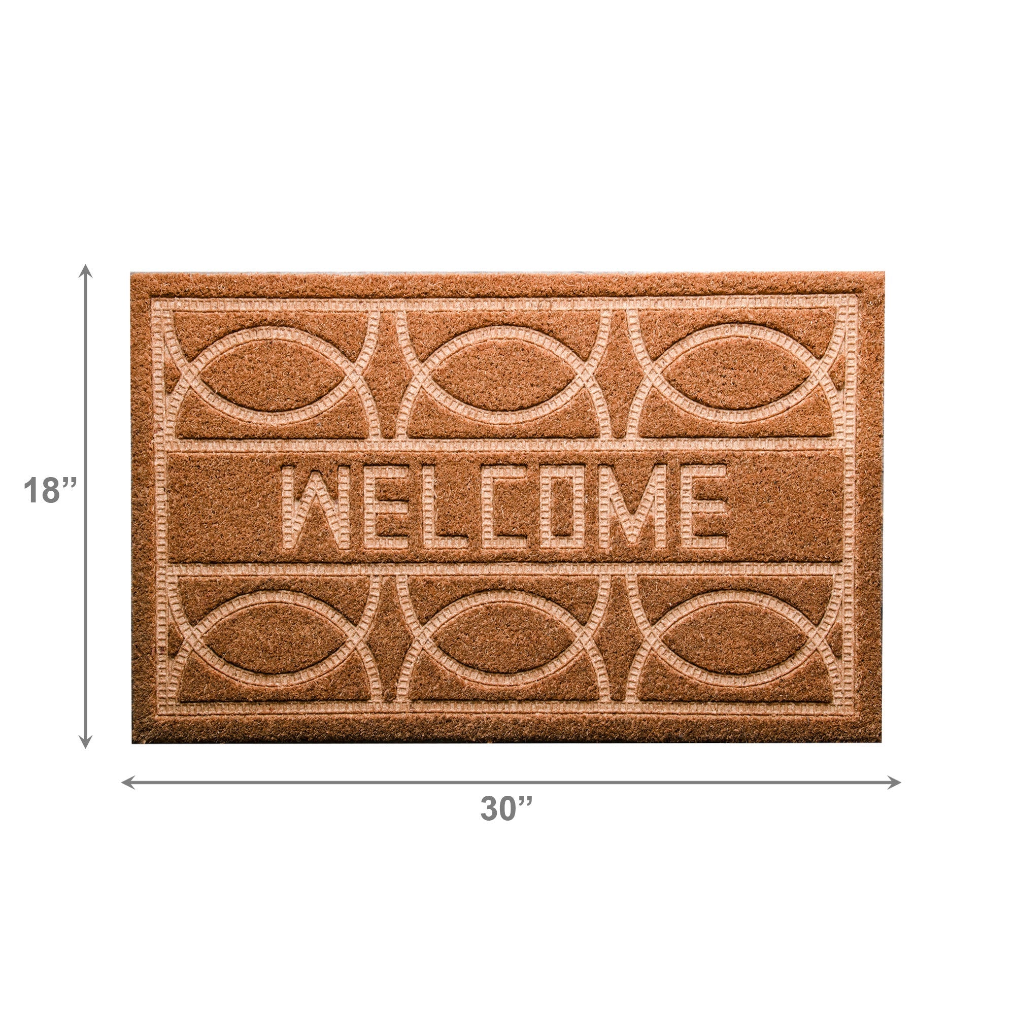 Embossed Coir Door Mat Geometric Pattern "Welcome"