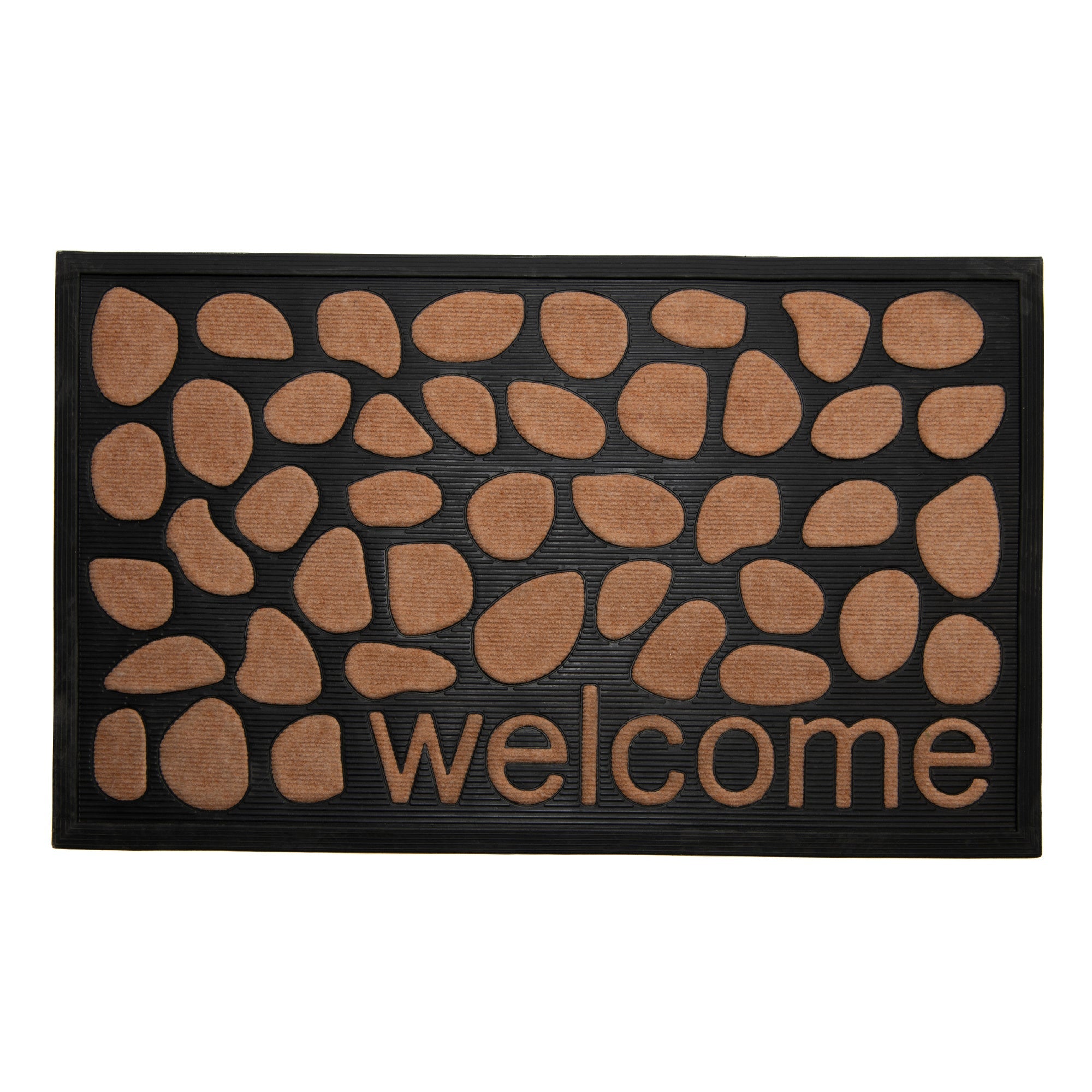 Embossed Polymat Pebble Door Mat "Welcome"