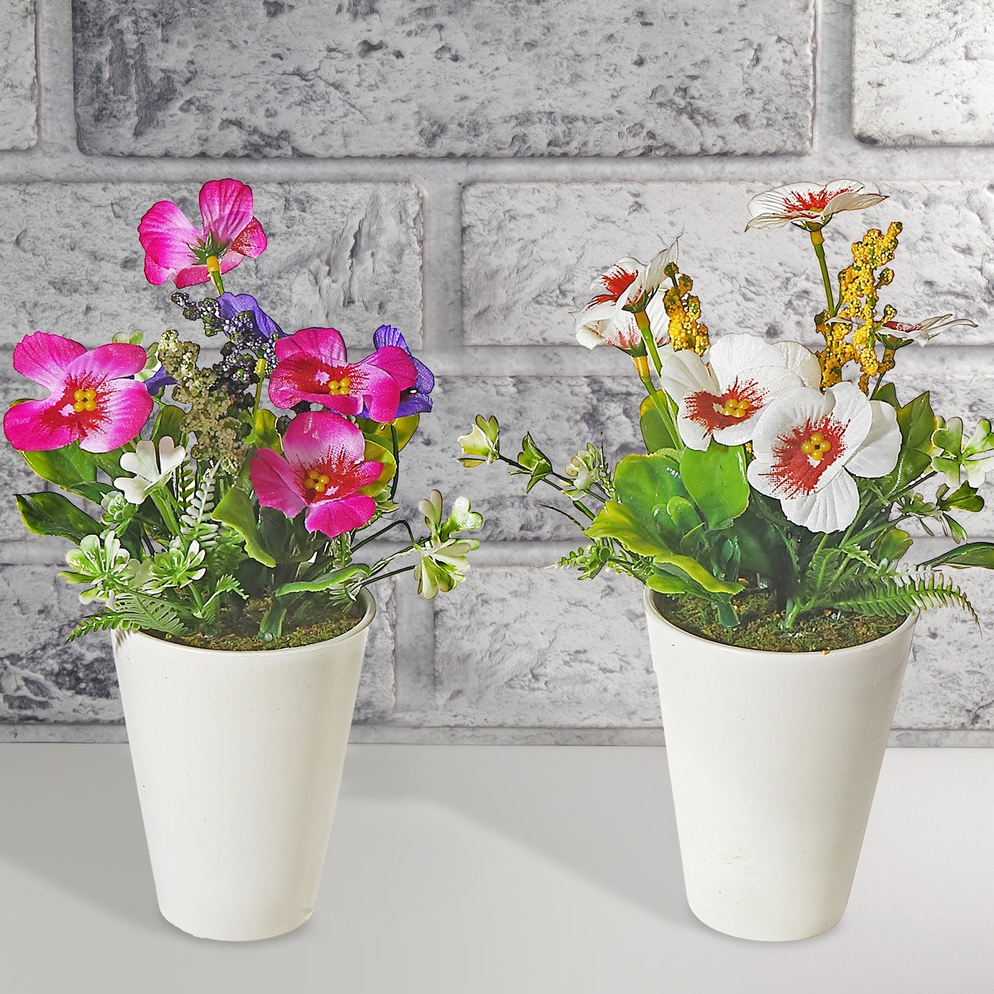 Artificial Pansy In Plastic Pot Assorted Decorative Indoor Flower Plant