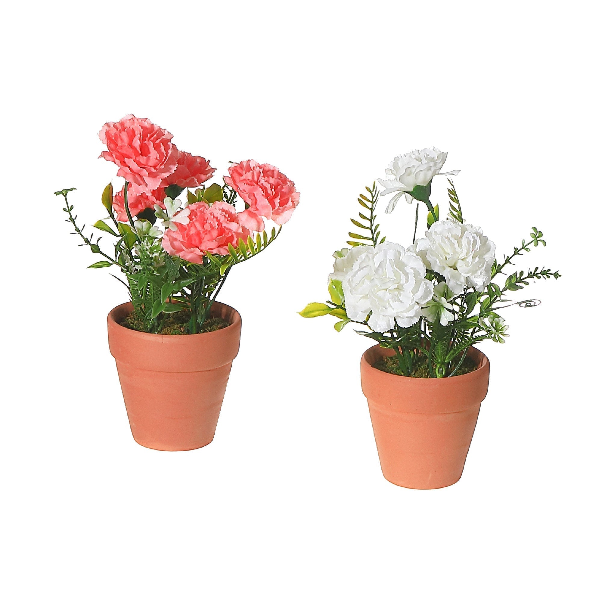 Artificial Carnation In Clay Pot Assorted Decorative Indoor Flower Plant