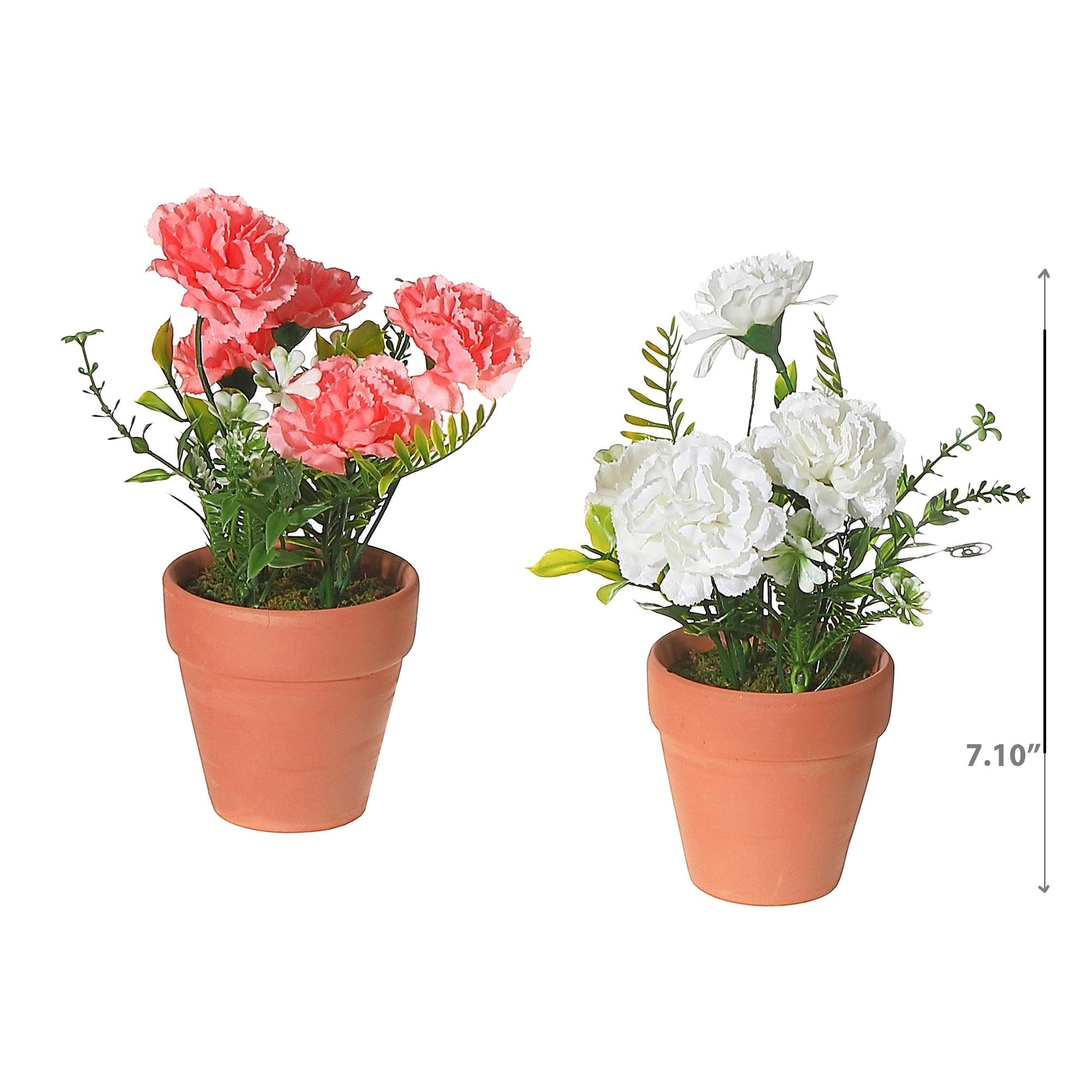 Artificial Carnation In Clay Pot Assorted Decorative Indoor Flower Plant