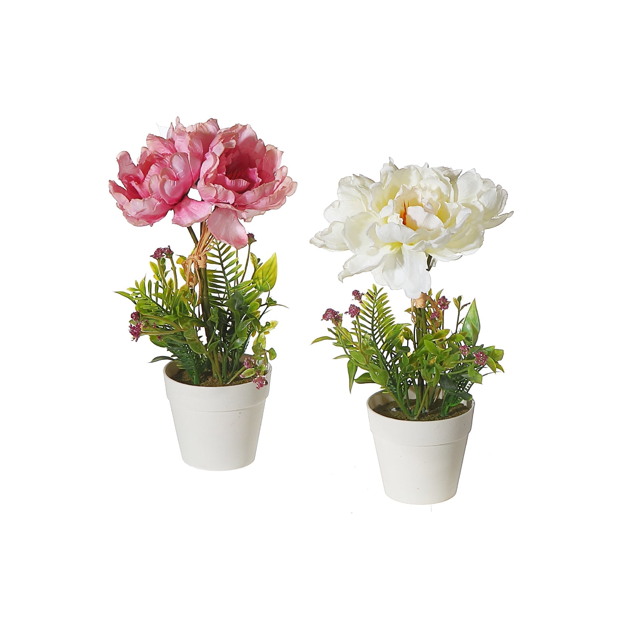 Artificial Peony In Plastic Pot Assorted Decorative Indoor Flower Plant