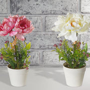 Artificial Peony In Plastic Pot Assorted Decorative Indoor Flower Plant