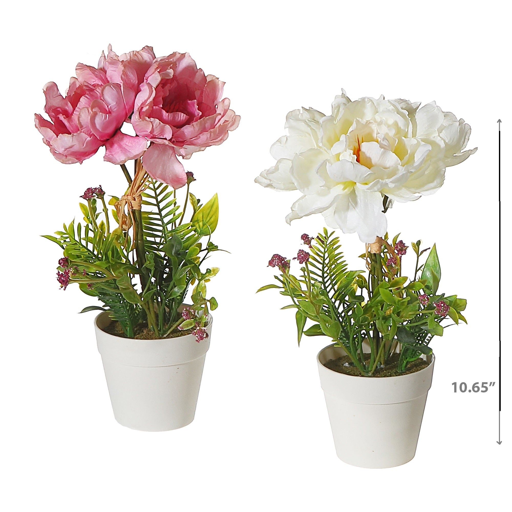 Artificial Peony In Plastic Pot Assorted Decorative Indoor Flower Plant