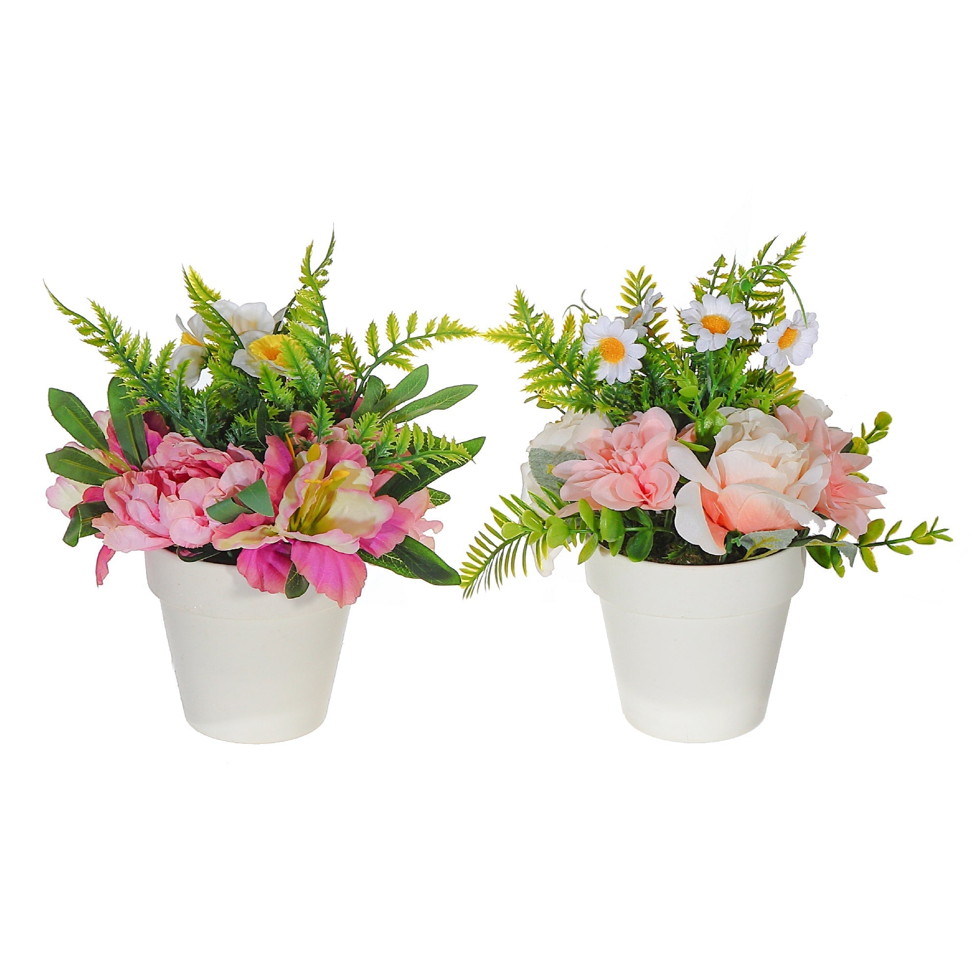 Artificial Bouquet In Plastic Pot Assorted Decorative Floral Arrangement